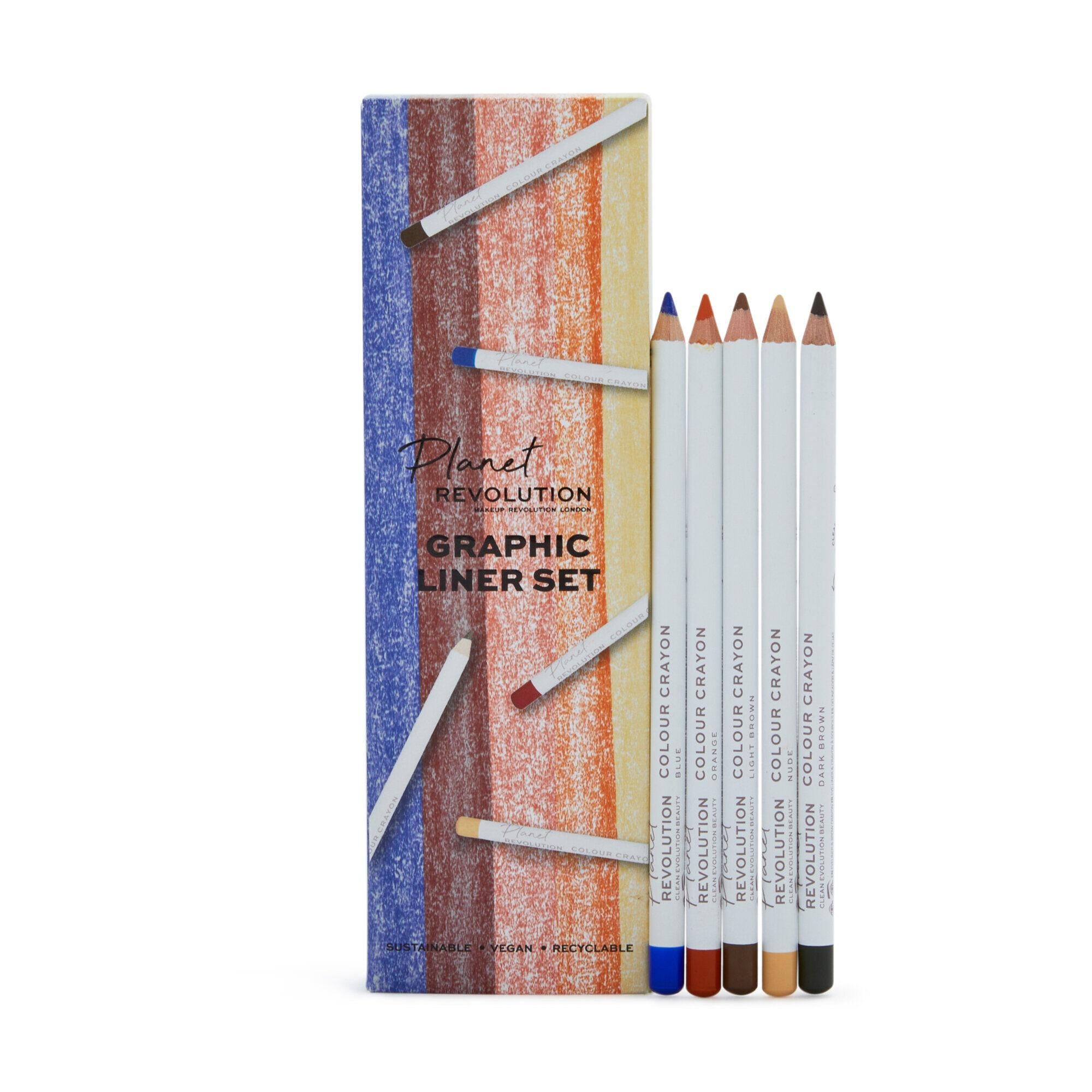 Planet Revolution Graphic Liner Set with 5 Pencils Eyeliner Lipliner Cosmetic