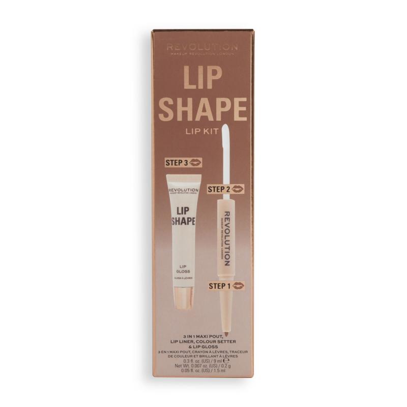 Revolution Lip Shape Lip Kit - Chauffeur Nude for Long-Lasting Gloss - Lipgloss