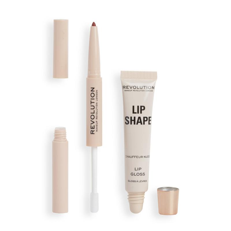 Revolution Lip Shape Lip Kit - Chauffeur Nude for Long-Lasting Gloss - Lipgloss