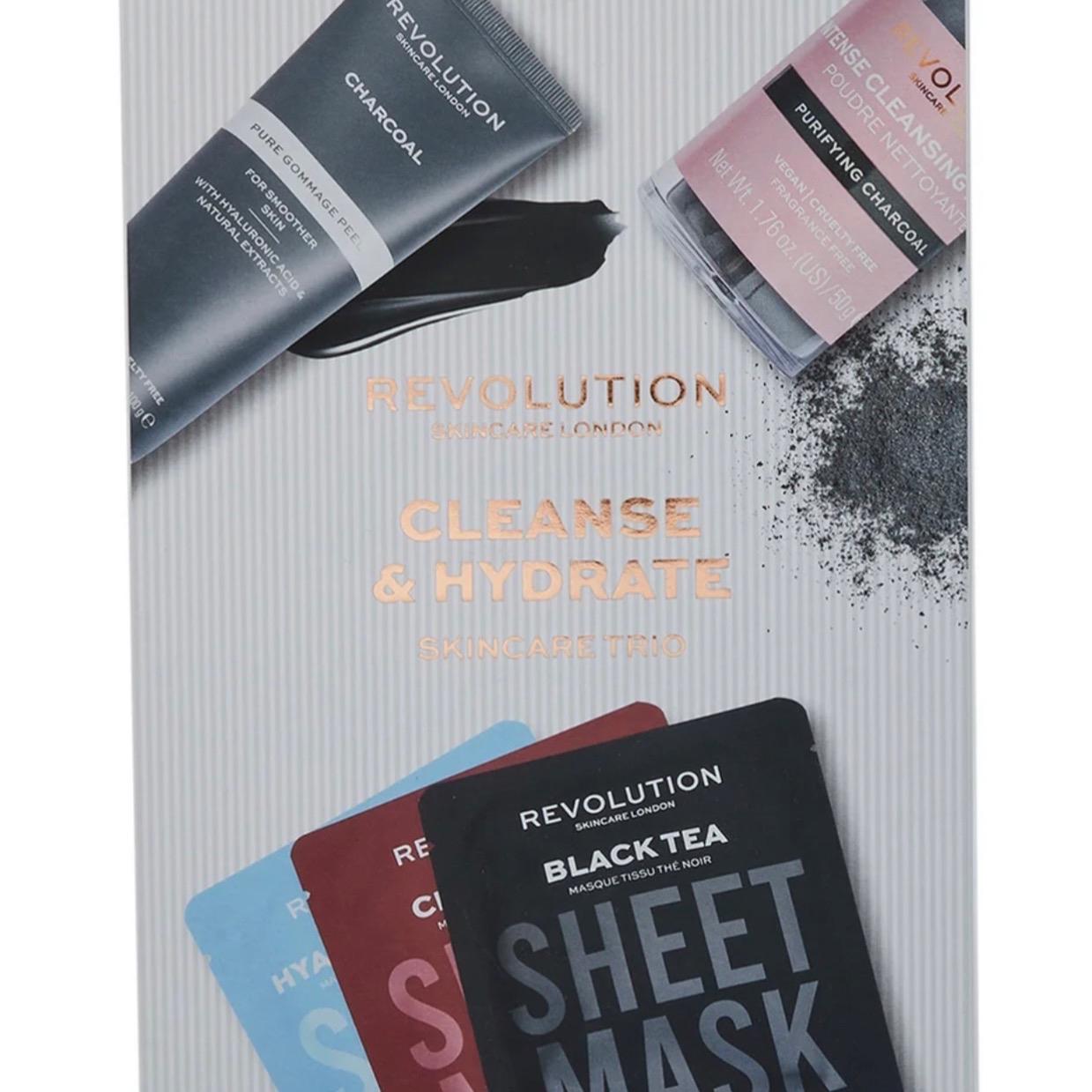 Revolution Cleanse And Hydrate Skincare Trio - Charcoal Cleansing Hydrating Sheet