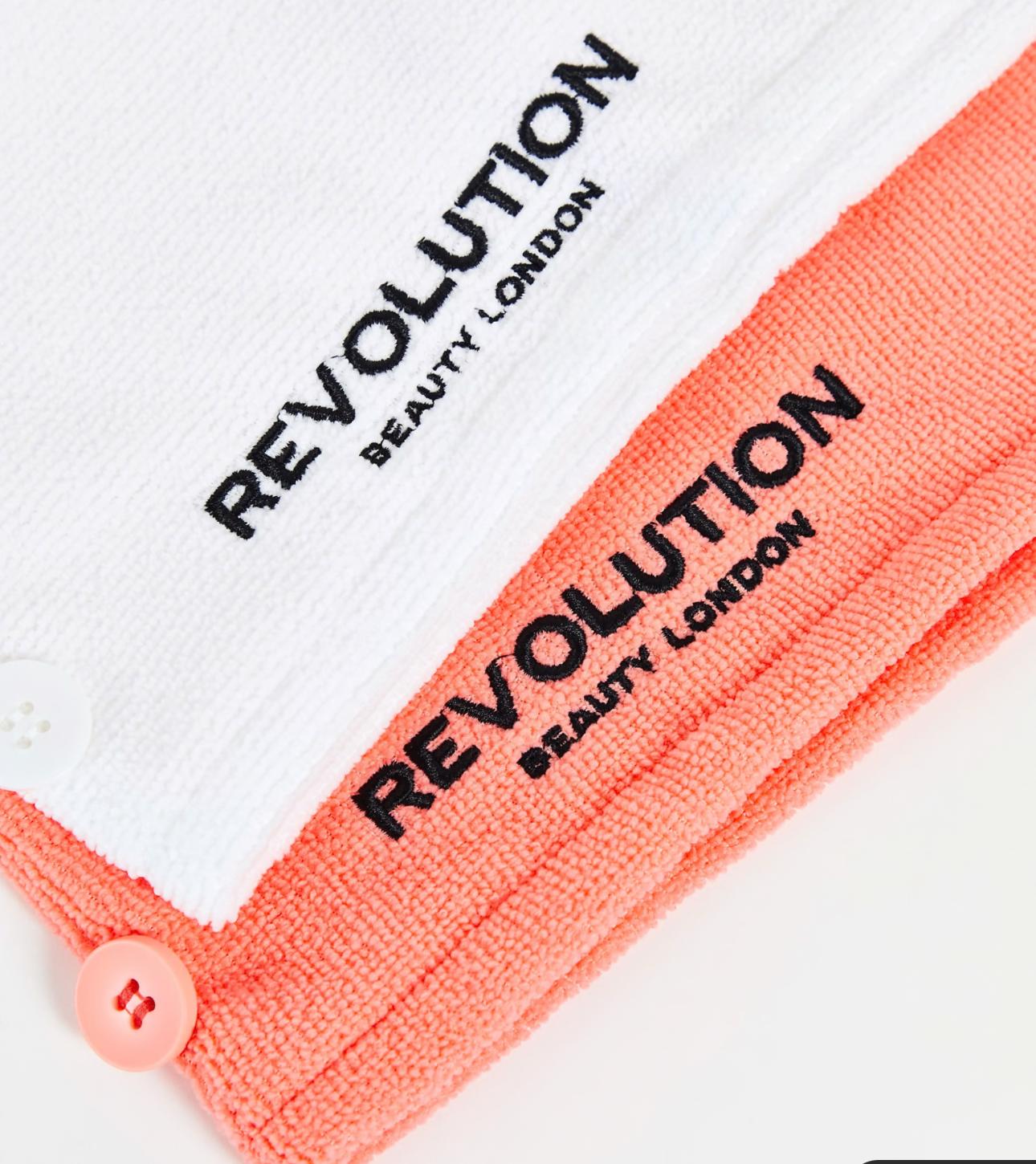 Revolution Hair 2pk Microfibre Hair Towel Wrap White/Coral